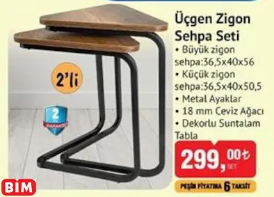 ÜÇGEN ZİGON SEHPA SETİ